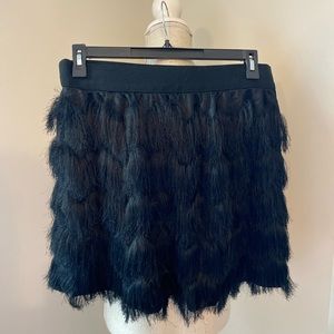 Banana Republic Black Feathery Fringe Mini Skirt